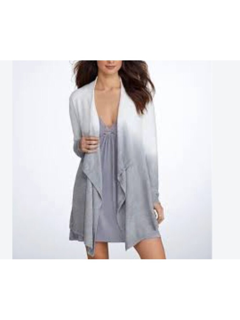 Barefoot Dreams Bamboo Chic lite Calypso Knit ombre White Gray Cardigan Sweater